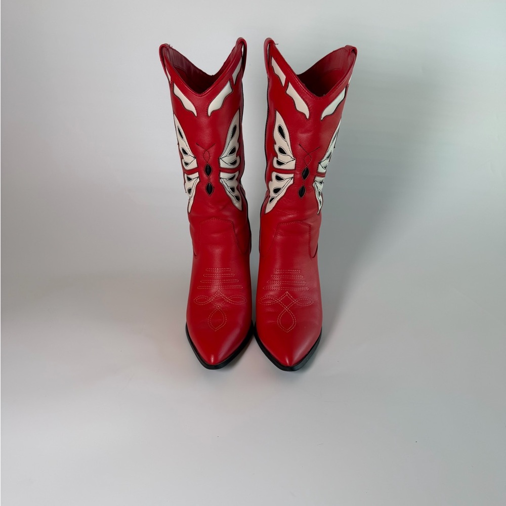 Steve Madden Red and White Western Heeled Boots - Picture 2 of 6